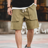 Retro Big Pocket Casual Straight Shorts