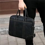 Men's Leather Crossbody Bag Large Capacity 14 Inch Computer Bag Business Handbag