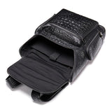 Mens Alligator Pattern Cow Leather Soft Back Flap Backpack