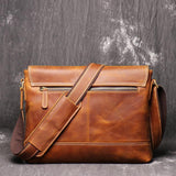 Men's Leather Vintage Crossbody A4 Briefcase