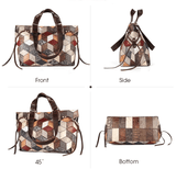 Large Geometrical Pattern Leather Tote
