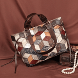 Large Geometrical Pattern Leather Tote