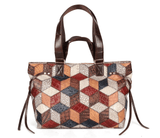 Large Geometrical Pattern Leather Tote