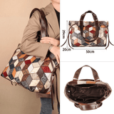 Large Geometrical Pattern Leather Tote