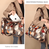 Large Geometrical Pattern Leather Tote