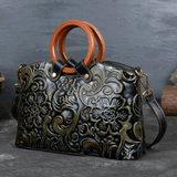 Genuine Leather Vintage Embossed Handbag