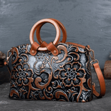 Genuine Leather Vintage Embossed Handbag