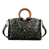 Genuine Leather Vintage Embossed Handbag