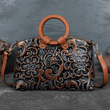 Genuine Leather Vintage Embossed Handbag