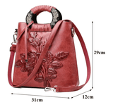 Floral Embossed Leather Shoulder Bag