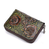 Flower Pattern Genuine Leather Clutch