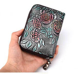 Flower Pattern Genuine Leather Clutch