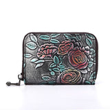 Flower Pattern Genuine Leather Clutch