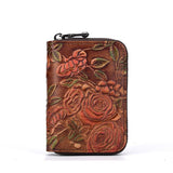 Flower Pattern Genuine Leather Clutch
