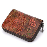 Flower Pattern Genuine Leather Clutch