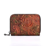 Flower Pattern Genuine Leather Clutch
