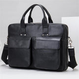 Men's Business Leather Handbag Large Capacity 15.6-Inch Computer Bag Shoulder Bag