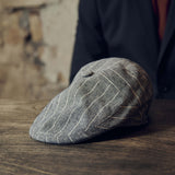 BLUE & WHITE STRIPED MODA FLAT CAP