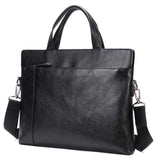 Men's Genuine Leather Casual Business Handbag Solid Color Crossbody Bag
