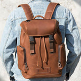 Men's Outdoor Travel Large-Capacity Leather Breathable Backpack
