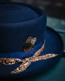 Dark blue feather fedora