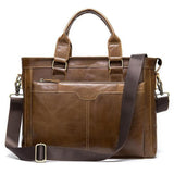Men's Large-Capacity Handbag Business Leather Briefcase Crossbody Bag