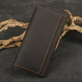 Long crazy horse leather multi-function mobile phone passport bag