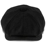 Boardwalk - Walrus Hats Black Linen/Cotton Blend 8 Panel Newsboy Cap