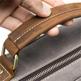 Men's Retro Handbag Leather Canvas Business 14 Inch Computer Bag Crossbody Bag