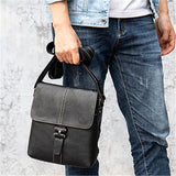 Leather Solid Color Business Crossbody Bag Shoulder Bag For Men