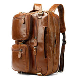 Mens Multipurpose Business Casual Case Leather Handbags Backpacks