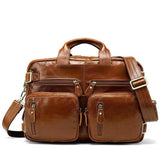 Mens Multipurpose Business Casual Case Leather Handbags Backpacks