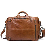 Mens Multipurpose Business Casual Case Leather Handbags Backpacks