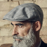 GREY PLAID MODA FLAT CAP