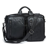 Mens Multipurpose Business Casual Case Leather Handbags Backpacks