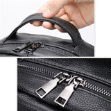 Men’s Large Capacity Top-Handled Zip Fastening Genuine Leather Backpack