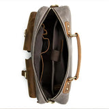 Men's Retro Handbag Leather Canvas Business 14 Inch Computer Bag Crossbody Bag