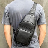 Genuine Leather Men's Casual Shoulder Bag Large Capacity Chest Bag