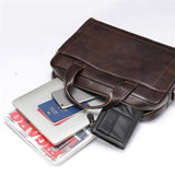 Large Capacity Leather Business Simple Style Laptop Handbag
