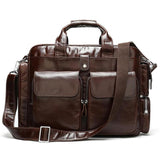 Mens Multipurpose Business Casual Case Leather Handbags Backpacks