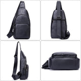 Genuine Leather Men's Casual Shoulder Bag Large Capacity Chest Bag