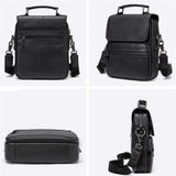 Mens Classic Business Casual Briefcase Handbagas Leather Shoulder Packs