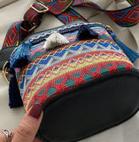Ladies ethnic style personality one-shoulder messenger bag tassel bucket bag