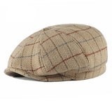 Checkered wool octagonal hat