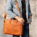 Mens Simple Style Business Leather Handbag