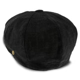 Boardwalk - Walrus Hats Black Linen/Cotton Blend 8 Panel Newsboy Cap