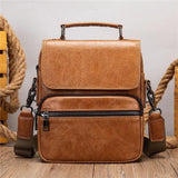 Mens Classic Business Casual Briefcase Handbagas Leather Shoulder Packs
