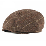 Checkered wool octagonal hat