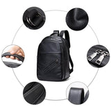 Men’s Large Capacity Top-Handled Zip Fastening Genuine Leather Backpack
