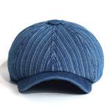 "KMD" Striped Newsboy Cotton Cap